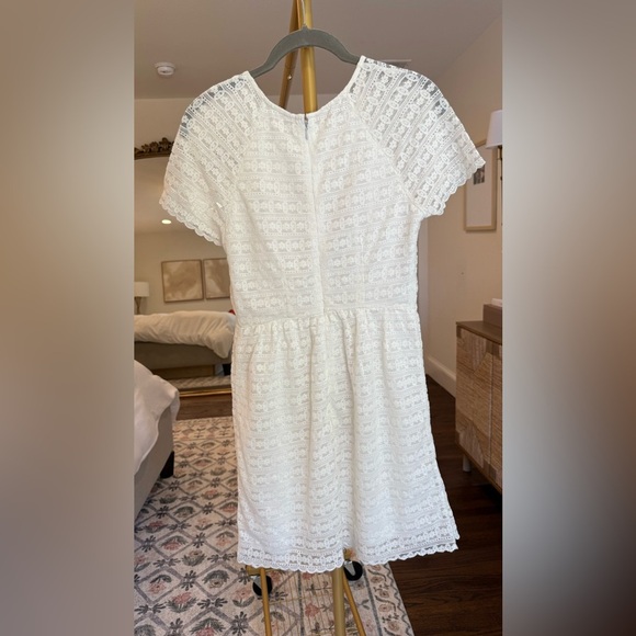 Free People Ivory White Lace Scalloped Candy Short Sleeve Mini Dress- Size 2 - Picture 4 of 8